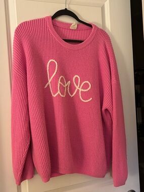 Wink Pink 'Love' Ribbed Crewneck Sweater